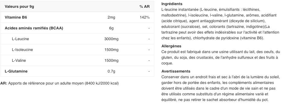 BCAA en poudre - BCAA Zero - Kiwi Citron Vert 360g 2/6