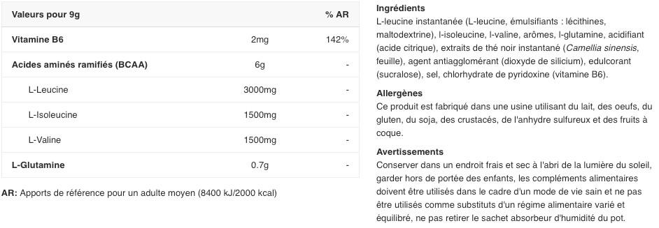 BCAA en poudre - BCAA Zero - Thé Glacé au Citron 360g 2/6