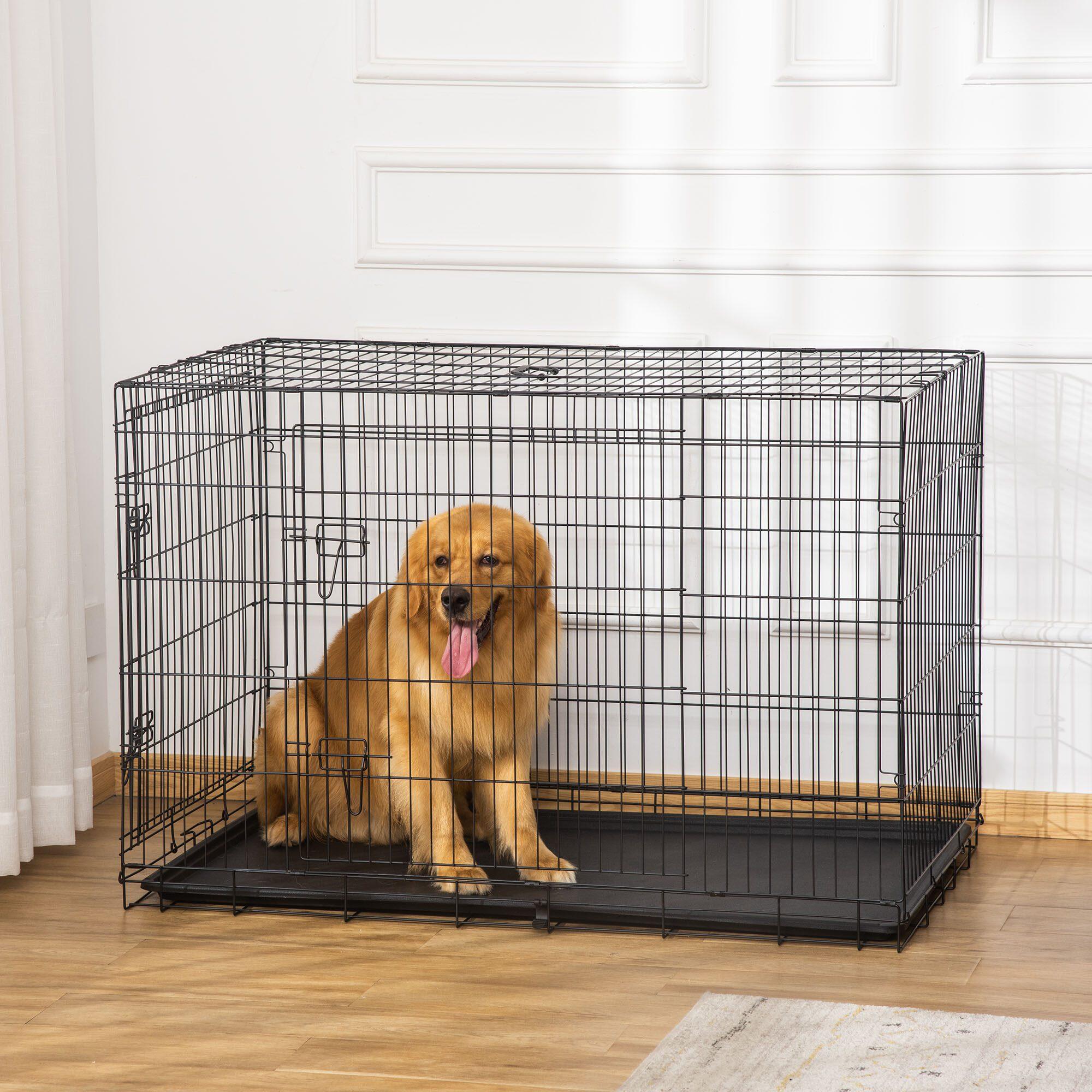 PAWHUT Jaula de Perro PawHut 117x74.5x81 cm Negro