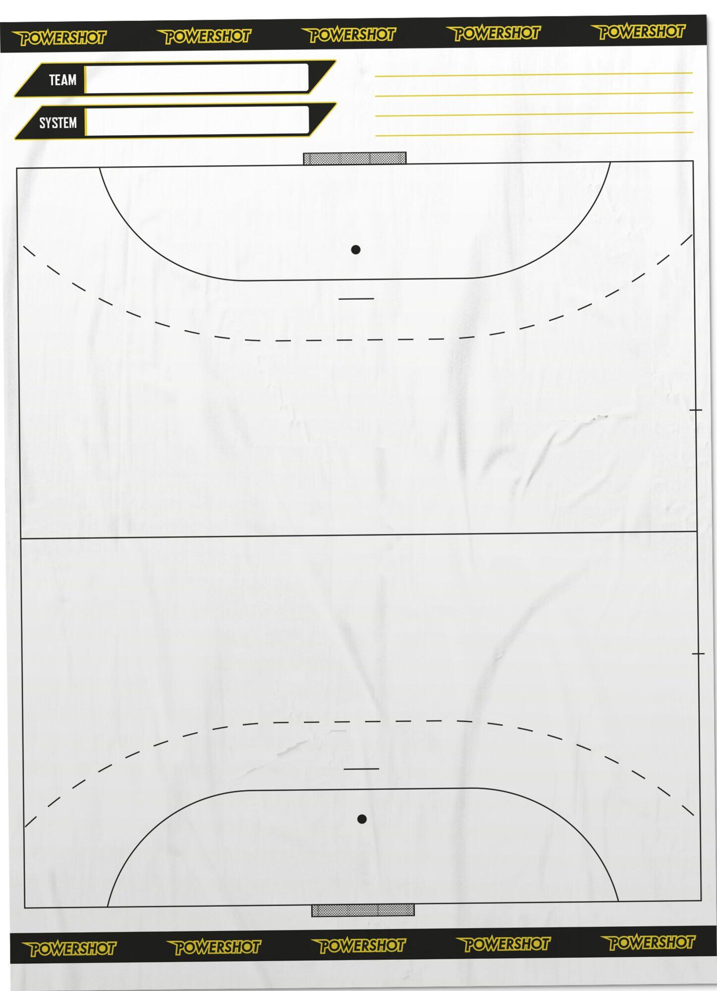 POWER SHOT Rollo de hojas tácticas para balonmano - Cancha completa