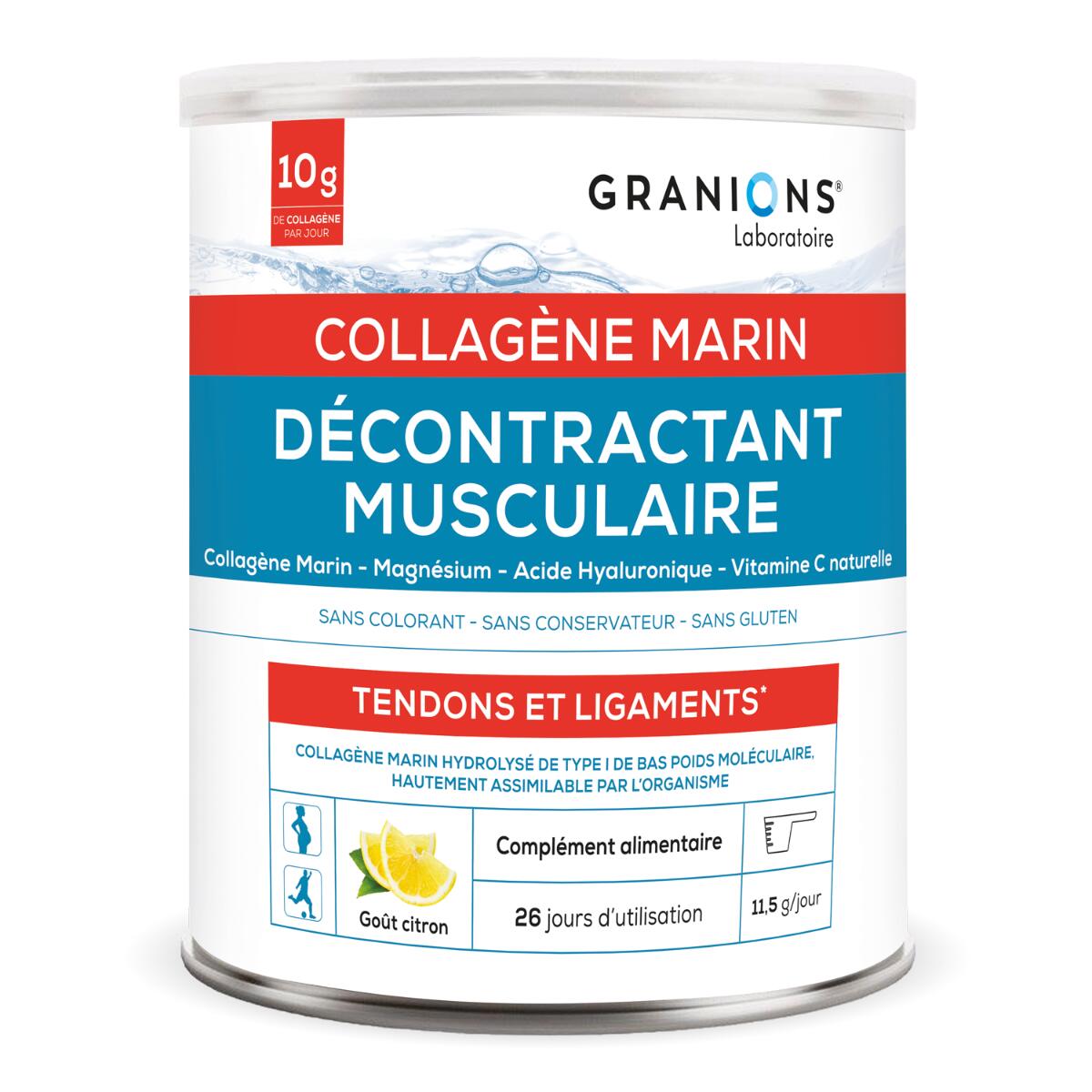 Décontractant Musculaire - Collagène Marin Poudre - 300 g - Saveur Citron 1/7