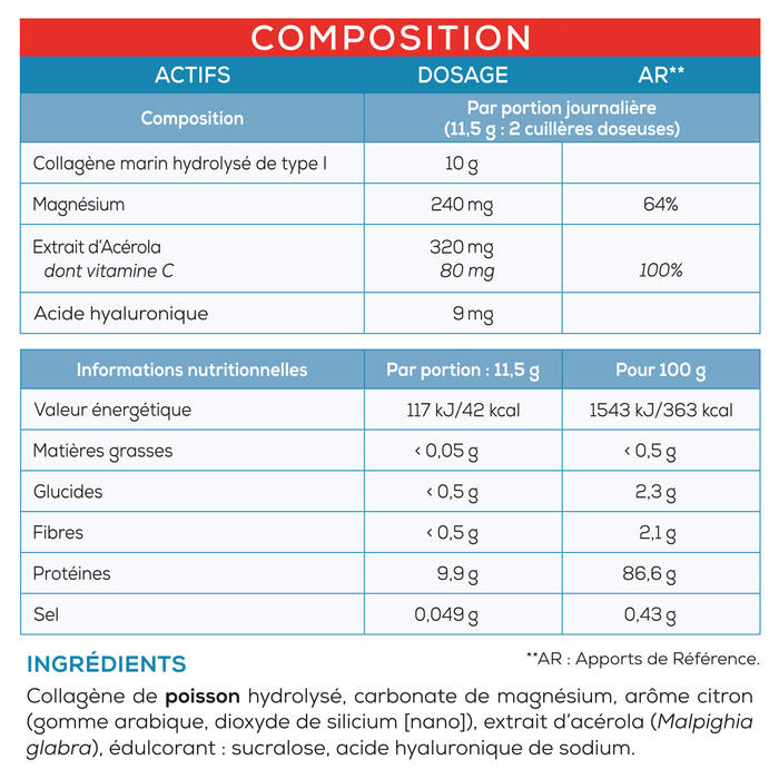 Décontractant Musculaire - Collagène Marin Poudre - 300 g - Saveur Citron