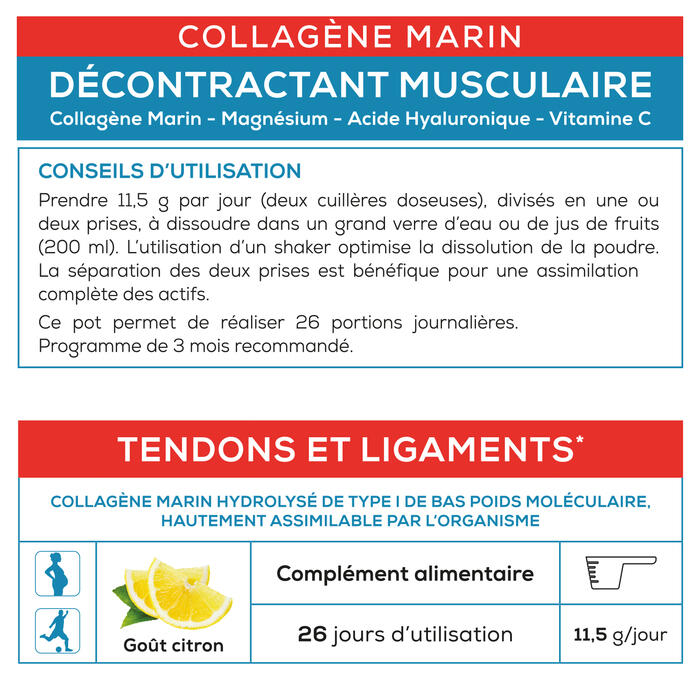 Décontractant Musculaire - Collagène Marin Poudre - 300 g - Saveur Citron