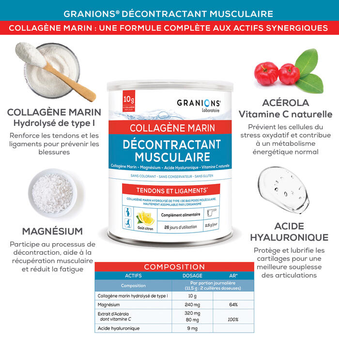 Décontractant Musculaire - Collagène Marin Poudre - 300 g - Saveur Citron 4/7