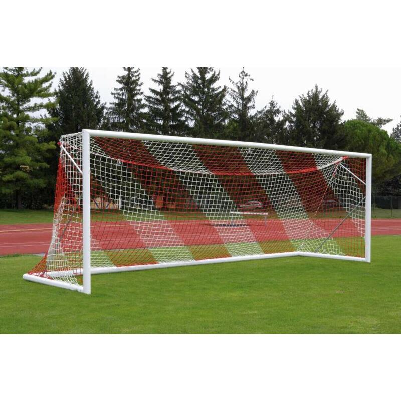 11-a-side voetbalnet 4mm - Rood/Wit - 7,32 x 2,44 x 0,8 x 1,5m