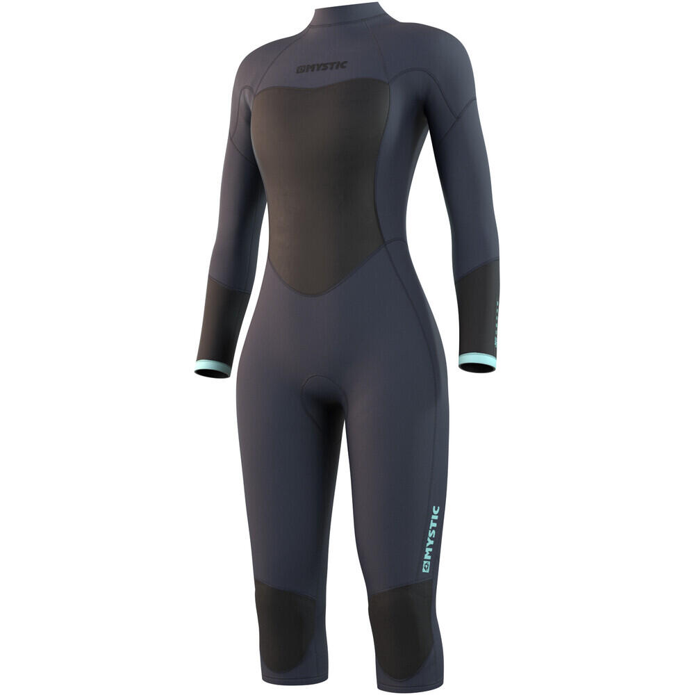 MYSTIC Mujer Brand 3/2mm Manga Larga Pierna Corta Back Zip Neopreno - Night Blue