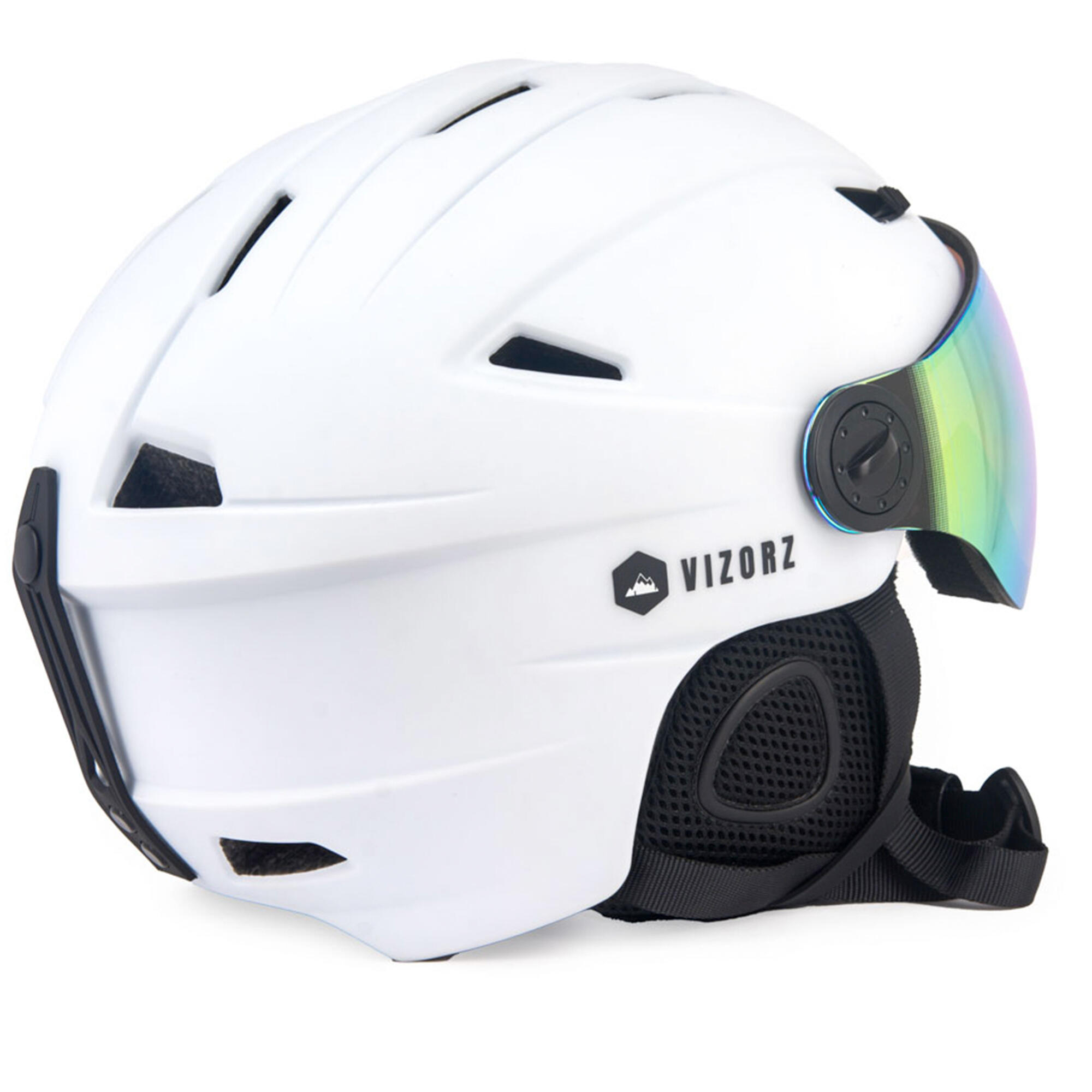 Vizorz Skihelm - Wit - Inclusief vizier Oranje en vizier grijs/goud 5/7