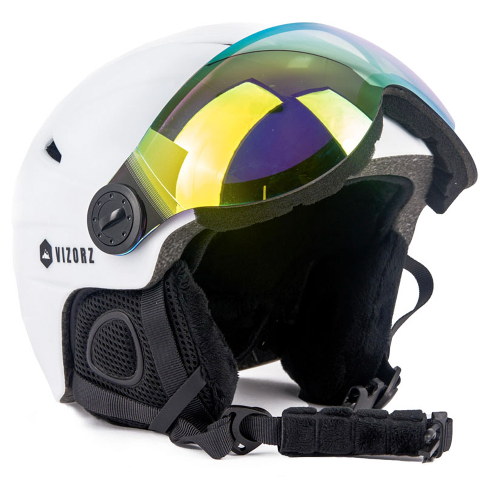 PERFECT FIT Vizorz Skihelm - Wit - Inclusief vizier Oranje en vizier grijs/goud