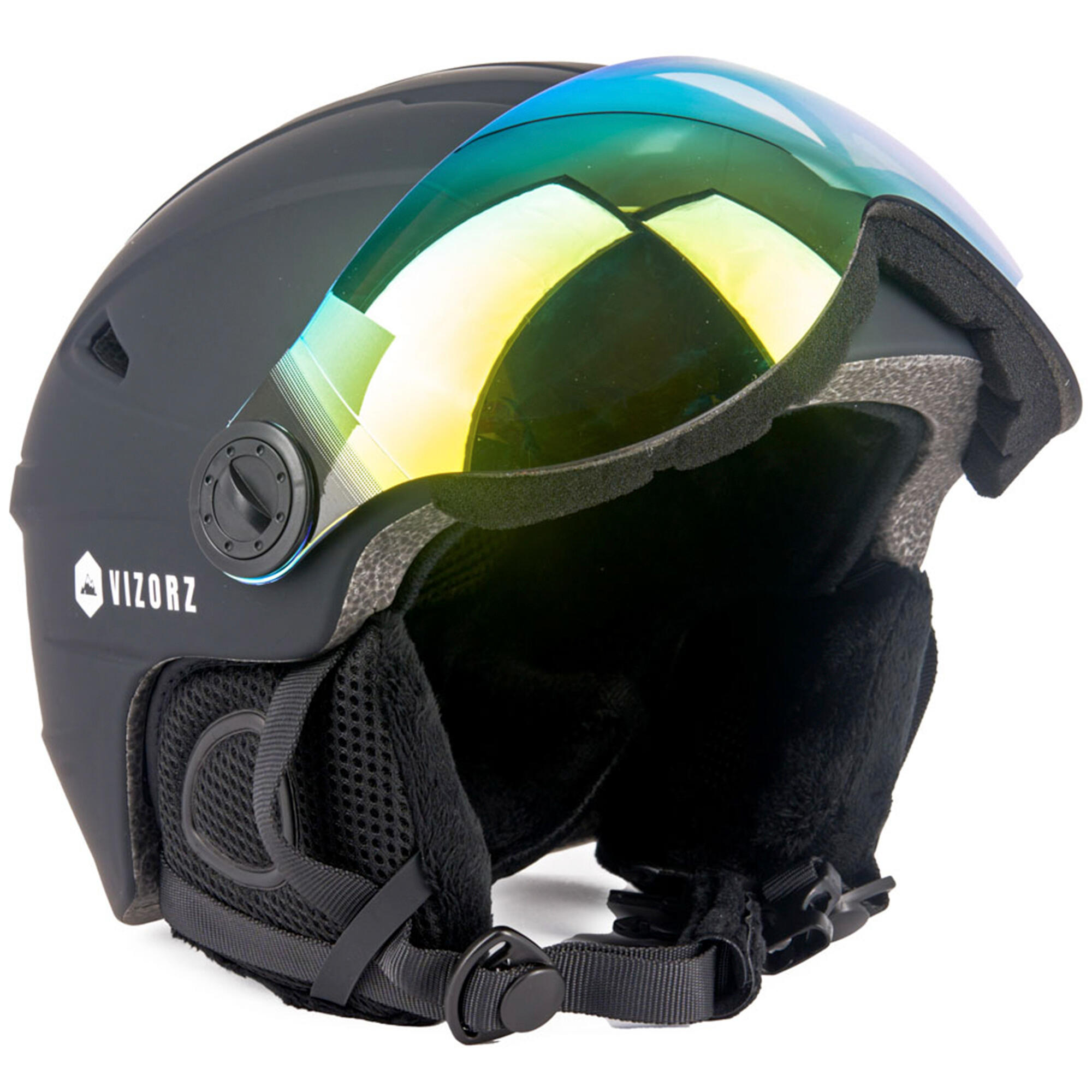 PERFECT FIT Vizorz Skihelm - Zwart - Inclusief vizier Oranje en vizier grijs/goud