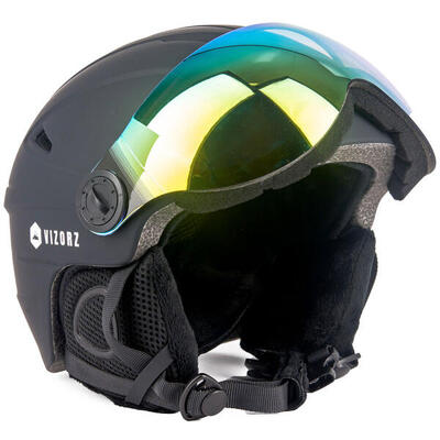 Vizorz skihelm - zwart - inclusief vizier oranje en vizier grijs/goud