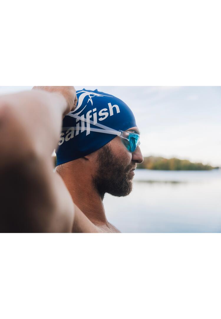 Natación para adultos, gorro de silicona - Azul oscuro 2/3