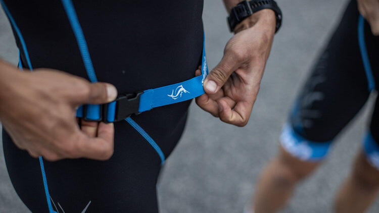 Adulte, Ceinture avec numéro de course - Bleu/Blanc 3/3