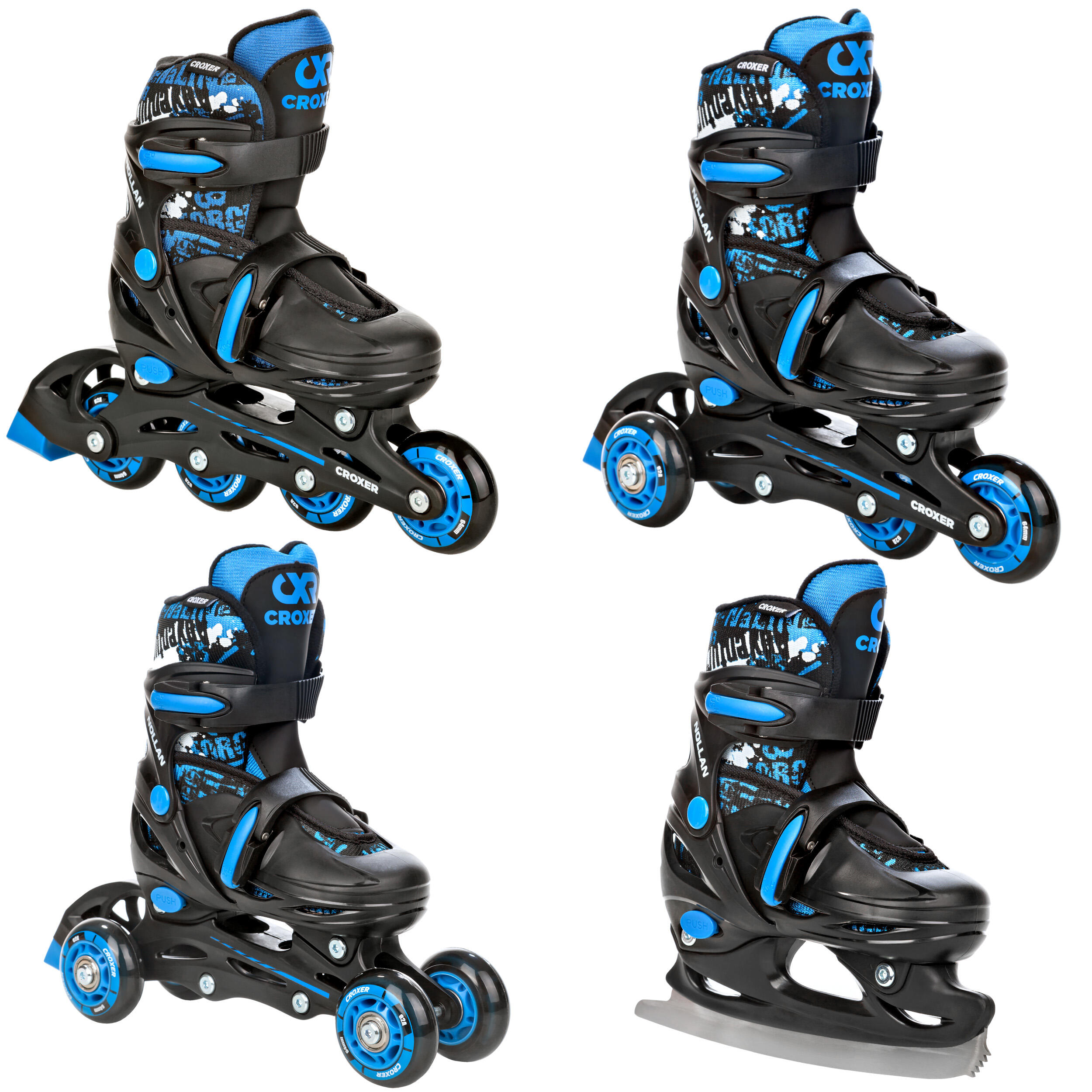 RAVEN Rollschuhe Verstellbare Schlittschuhe 4in1 Nollan Leuchtende LED-Räder
