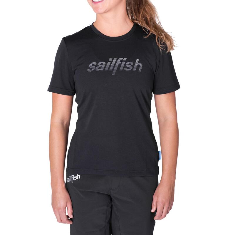 T-shirt Femme Manches Courtes avec Logo Sailfish - Gris Foncé