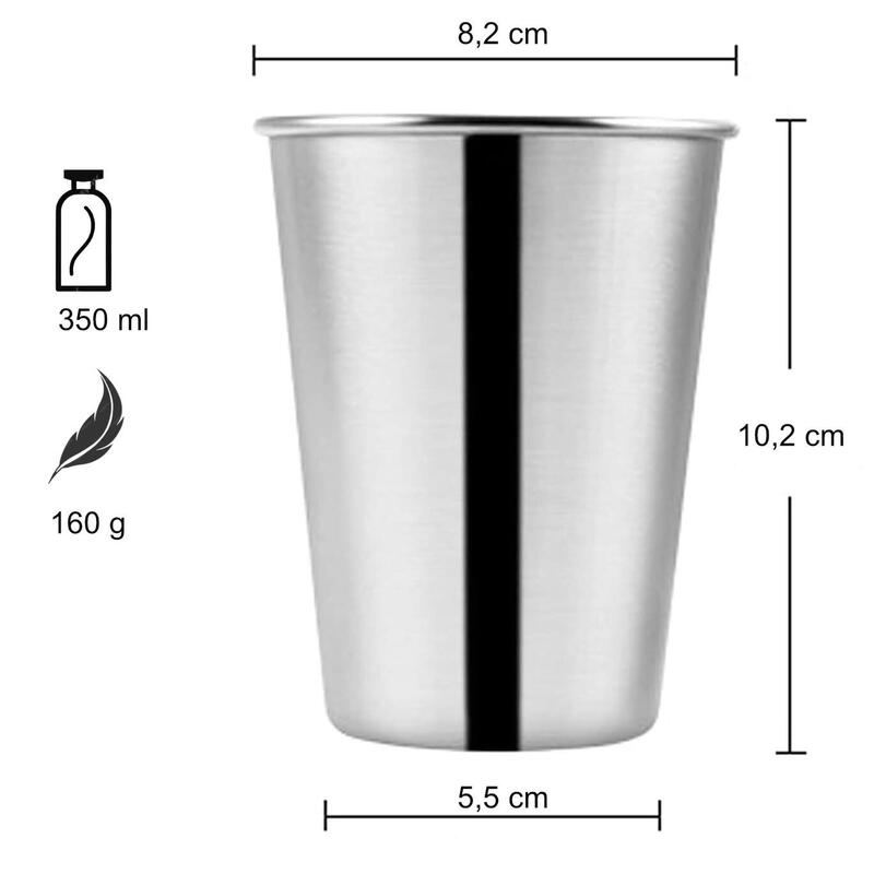 Edelstahlbecher 4 Set 350 ml Doppelwandiger Becher Tasse für Camping Wohnmobil