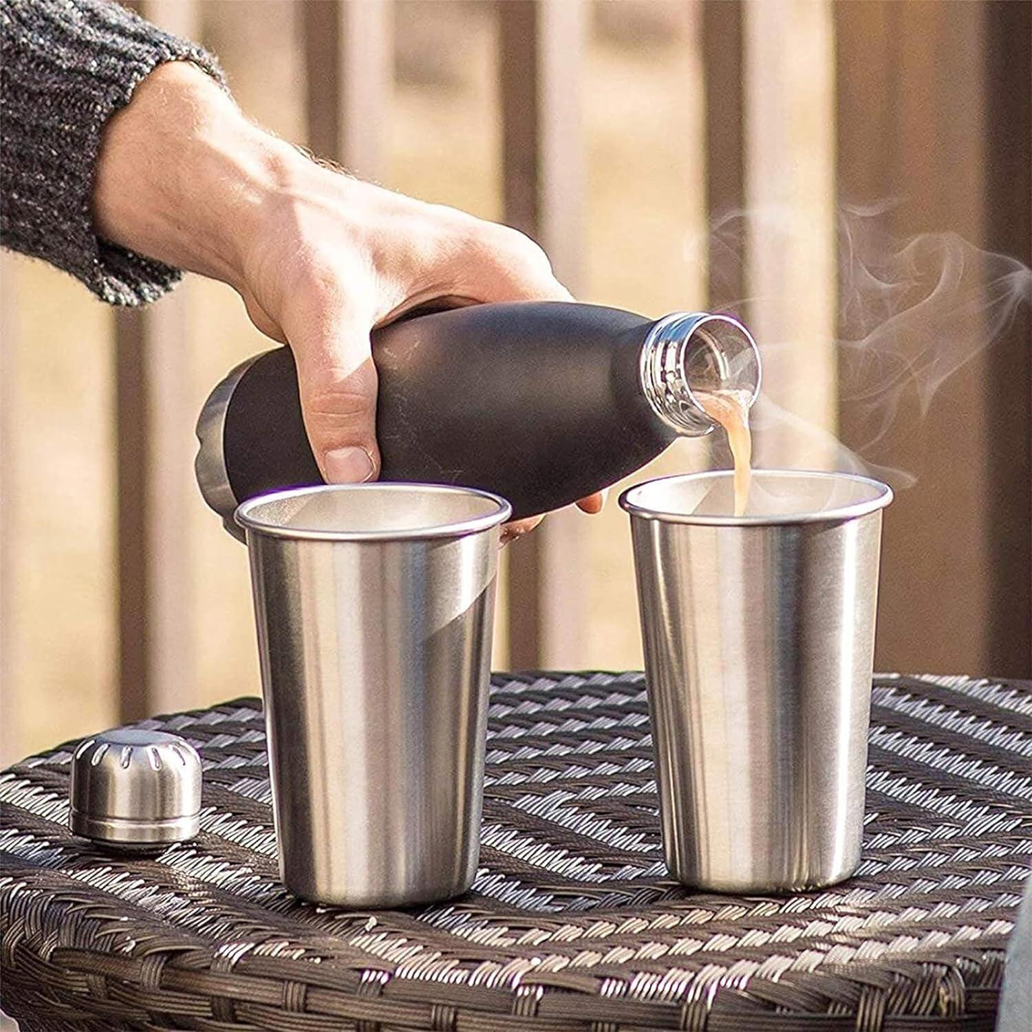 Edelstahlbecher 350 ml 2 x Becher für Kalt oder Warmgetränke. Edelstahl 304 für 6/7