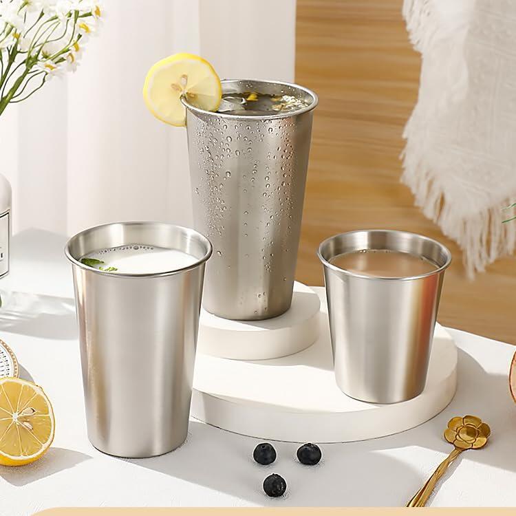 Edelstahlbecher 350 ml 2 x Becher für Kalt oder Warmgetränke. Edelstahl 304 für 4/7