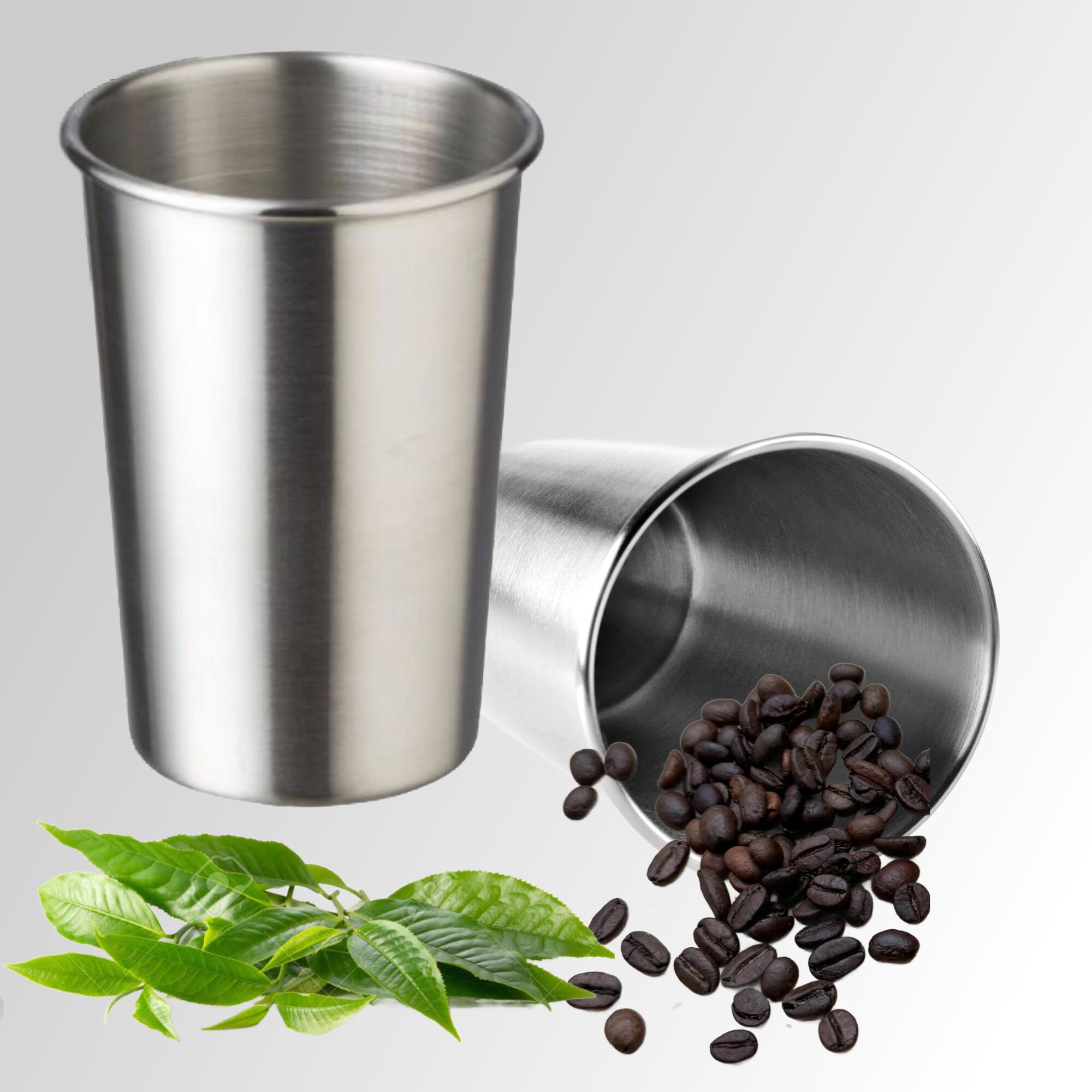 Edelstahlbecher 350 ml 2 x Becher für Kalt oder Warmgetränke. Edelstahl 304 für 2/7