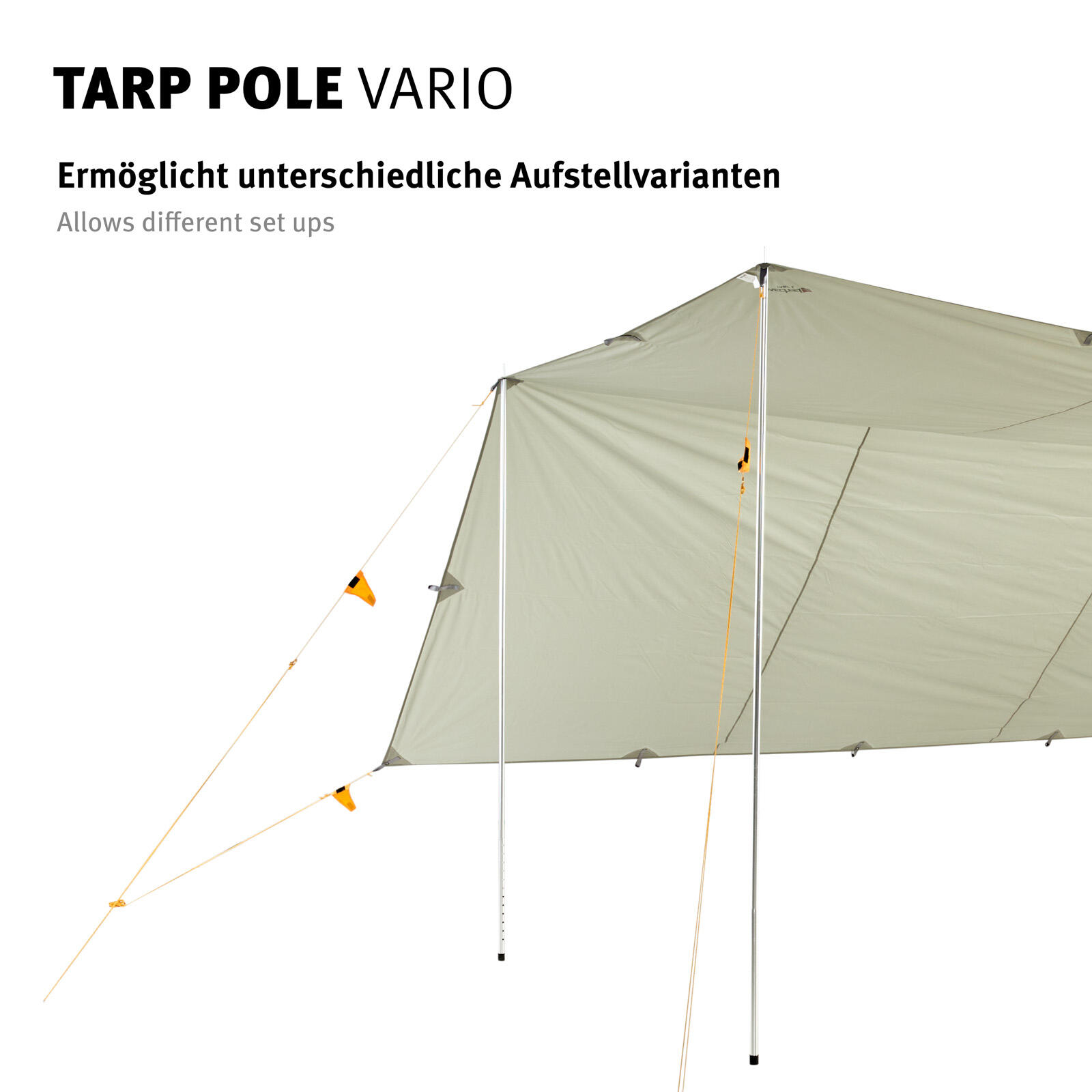 Tige de tente télescopique Tarp Pole Vario montage Voile d'ombrage Alu 218cm 3/4
