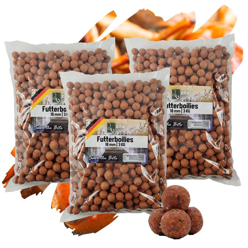 Futterboilies 18mm 3x3 kg Karpfenfutter zum Anfüttern - Monster Crab braun