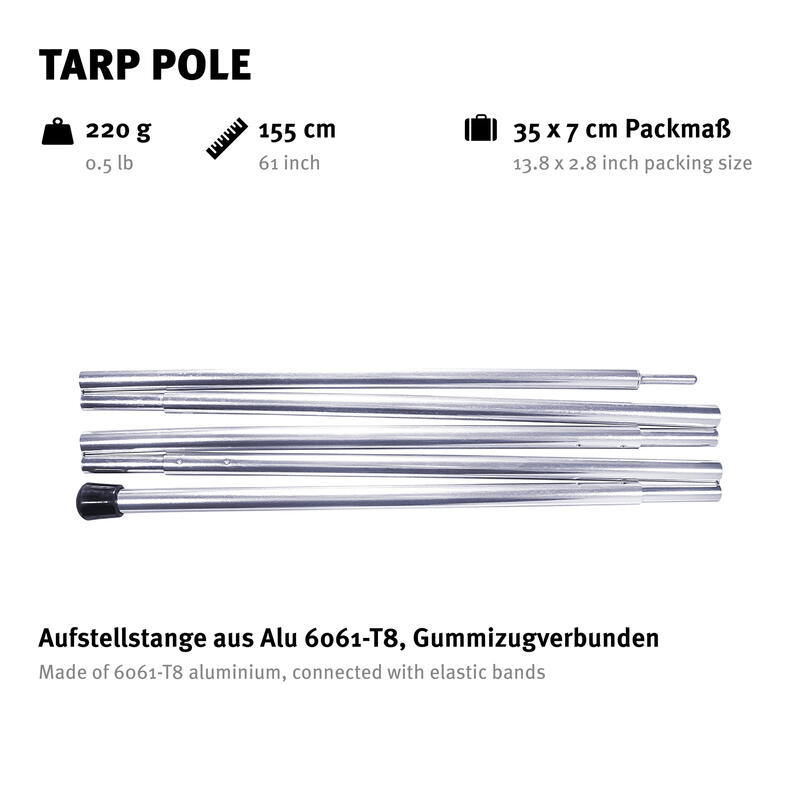 Tentstok Tarpstok Stok voor het opzetten van voortenten aluminium 155 cm