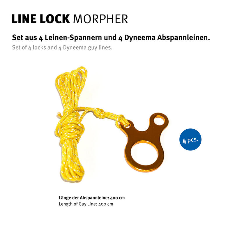 Seilspanner Morpher Set Dyneema Guy Line Stopper 4x Spanner Abspannleine