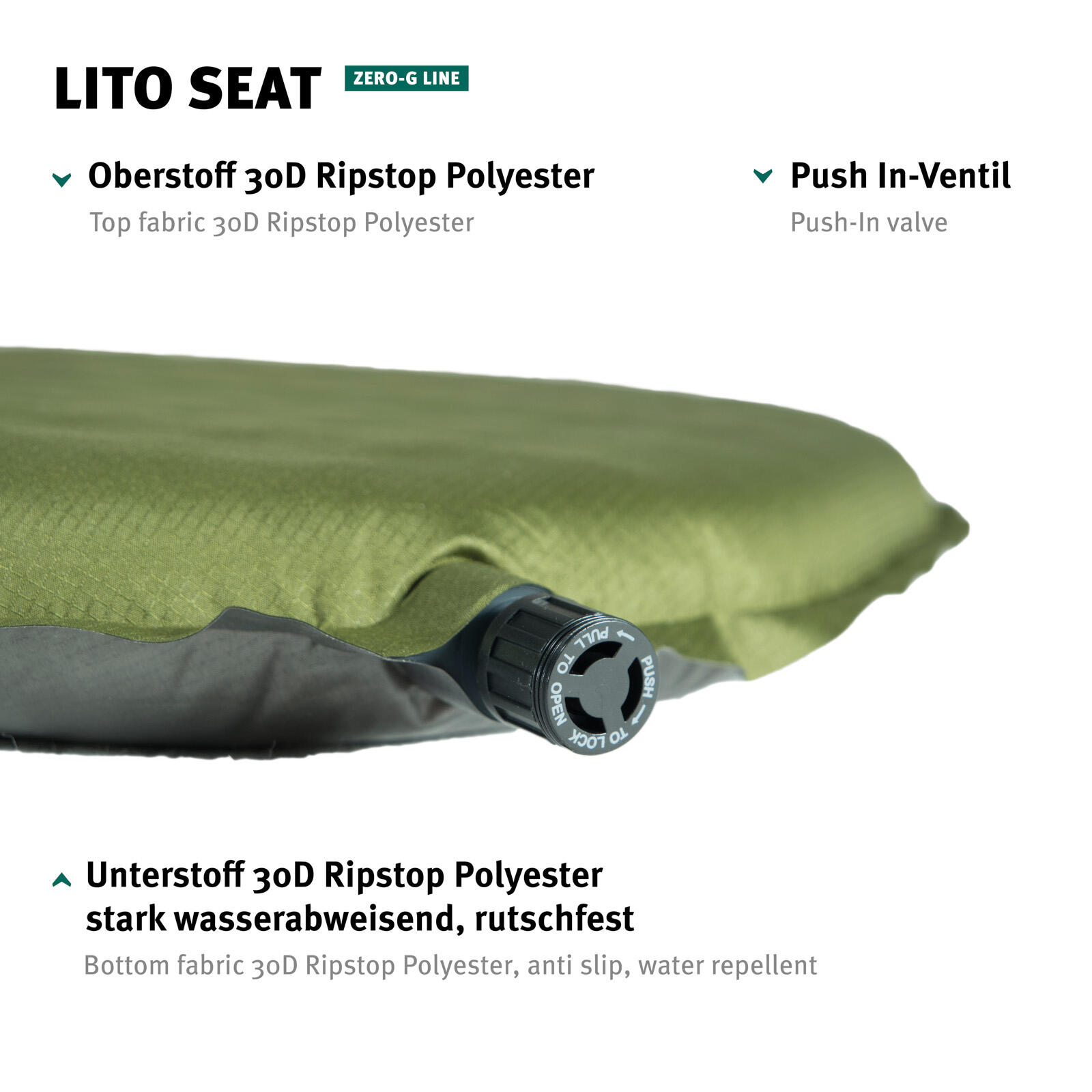 Oreiller de camping Lito Seat Thermo voyage Chasse Léger Auto-gonflant 3/4