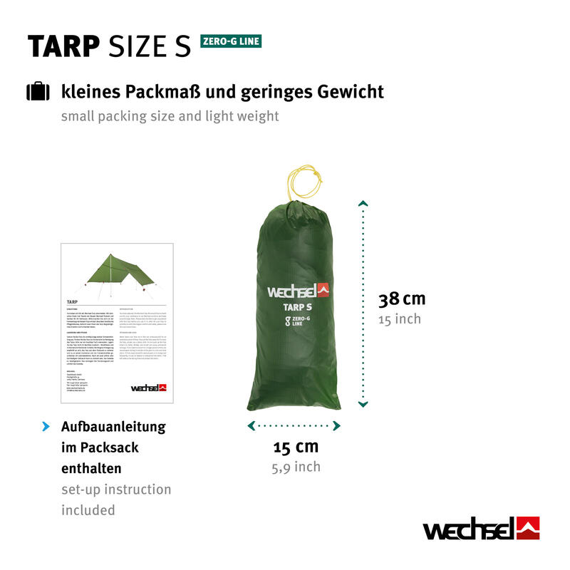 Tarp S Zero-G Camping voortent luifel dakzeil regenhoes nylon