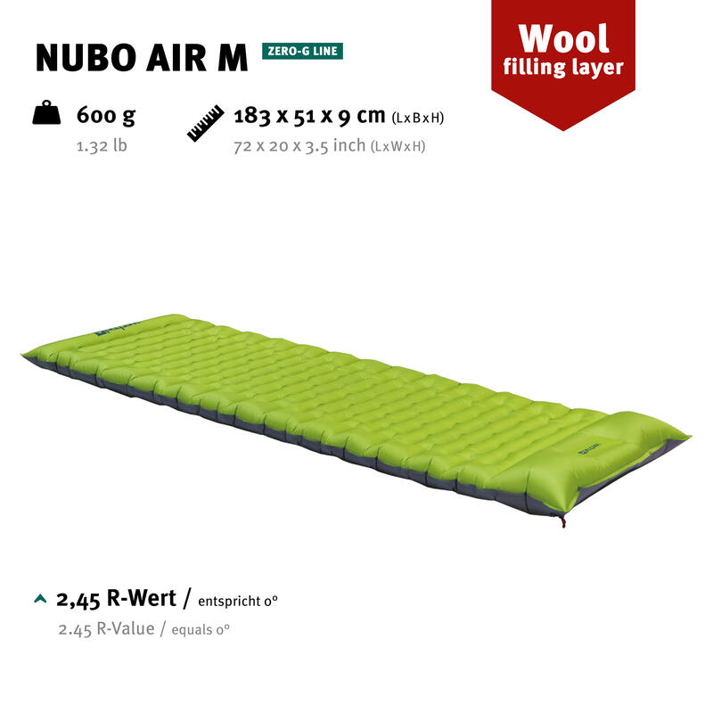 Matelas de trekking Nubo Air M Lit à ultra léger Pompe coton 0,6kg