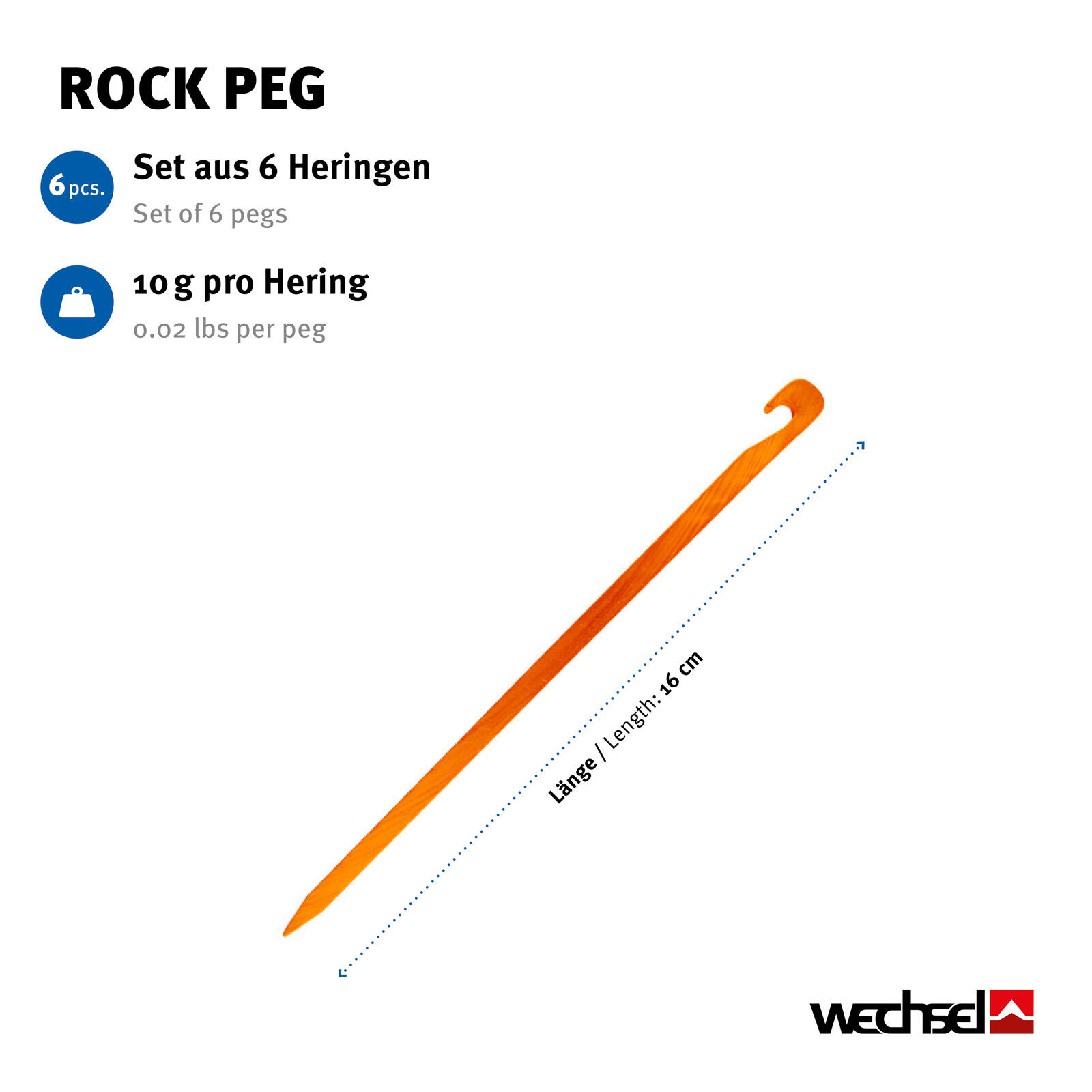 Felsbodenhering Rock Peg Felsnagel Vierkant Zelt Hering Erdnagel Alu 2/3