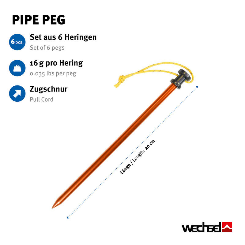 Piquet de sol en rocher Pipe Peg Clou Tente 20 cm long Alu