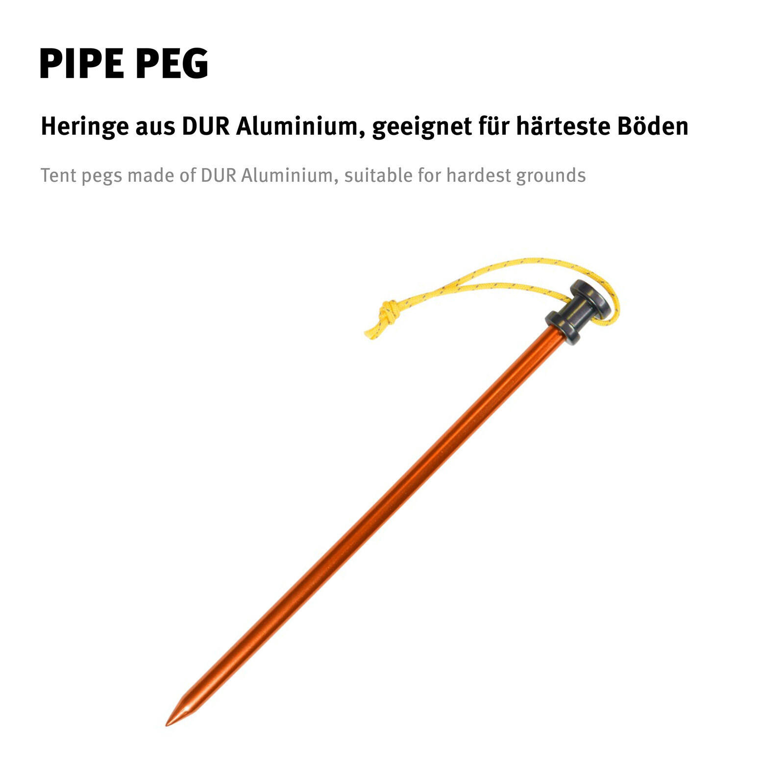 Felsbodenhering Pipe Peg Felsnagel Zelt Hering Erdnagel 20 cm Lang Alu 2/3