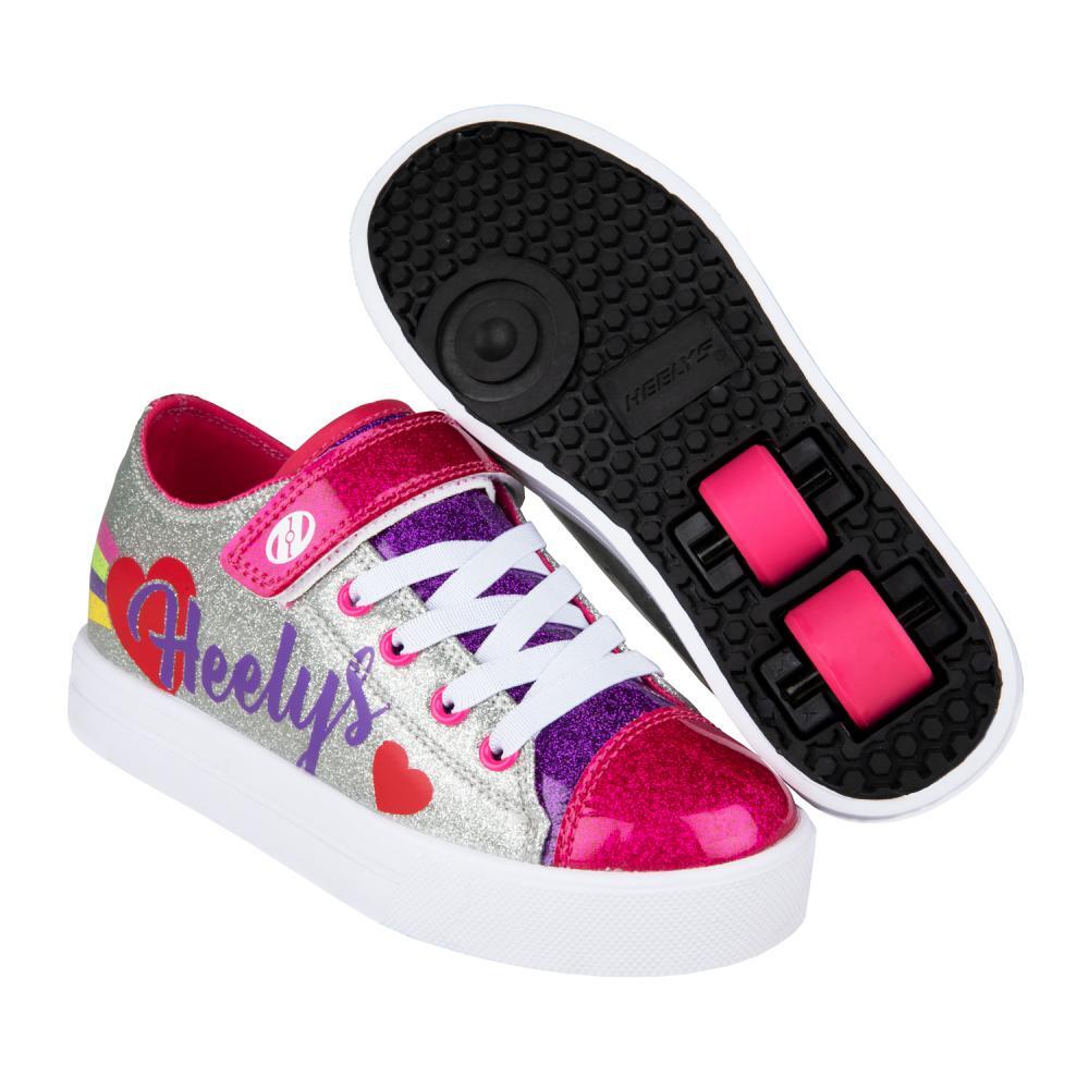 HEELYS Snazzy Silver/Rainbow/Heart Heely X2 Shoe