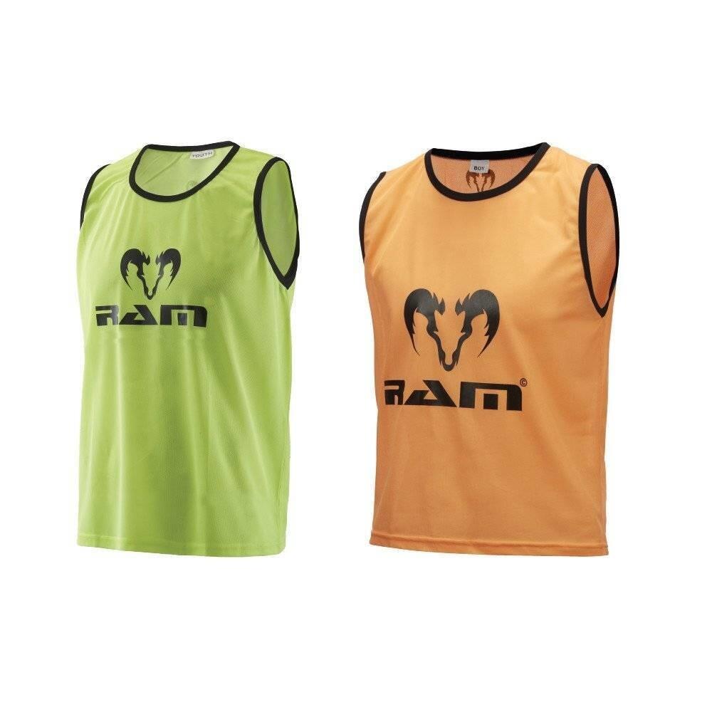 RAM RUGBY Training Hesjes - Fluoriserend - met Oranje - 10 stuks - S