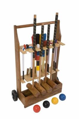 Professionele croquet set. 4-persoons. met rolwagen ontworpen in uk