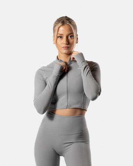 Damska krótka bluza rozpinana LuxForm na fitness i pilates – szary