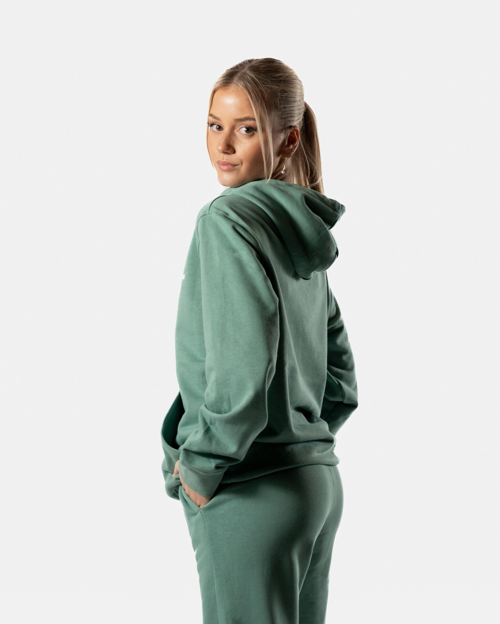 365 Felpa con Cappuccio Oversize Fitness Donna - Verde Crepuscolo - AW Active 3/6