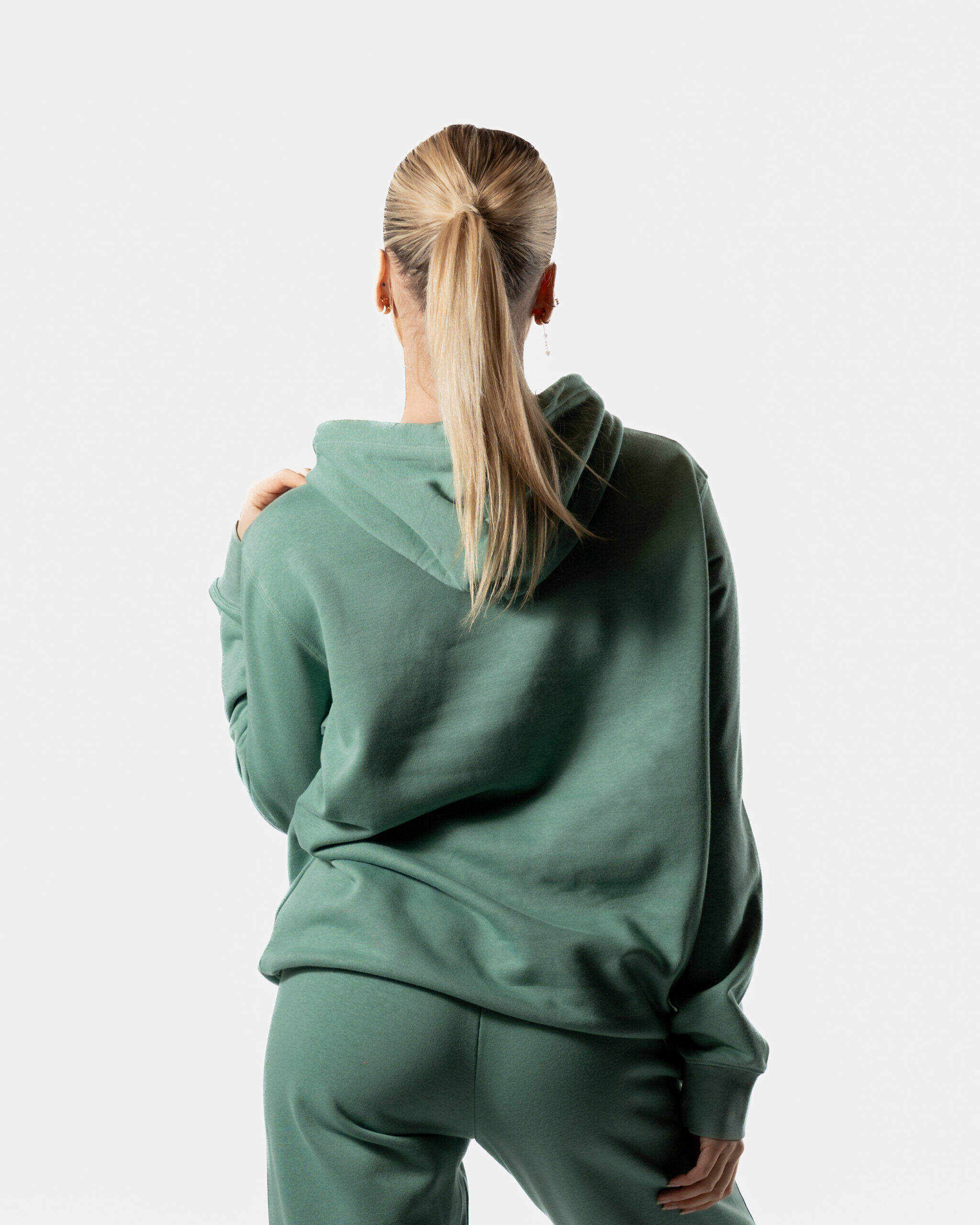 365 Felpa con Cappuccio Oversize Fitness Donna - Verde Crepuscolo - AW Active 2/6
