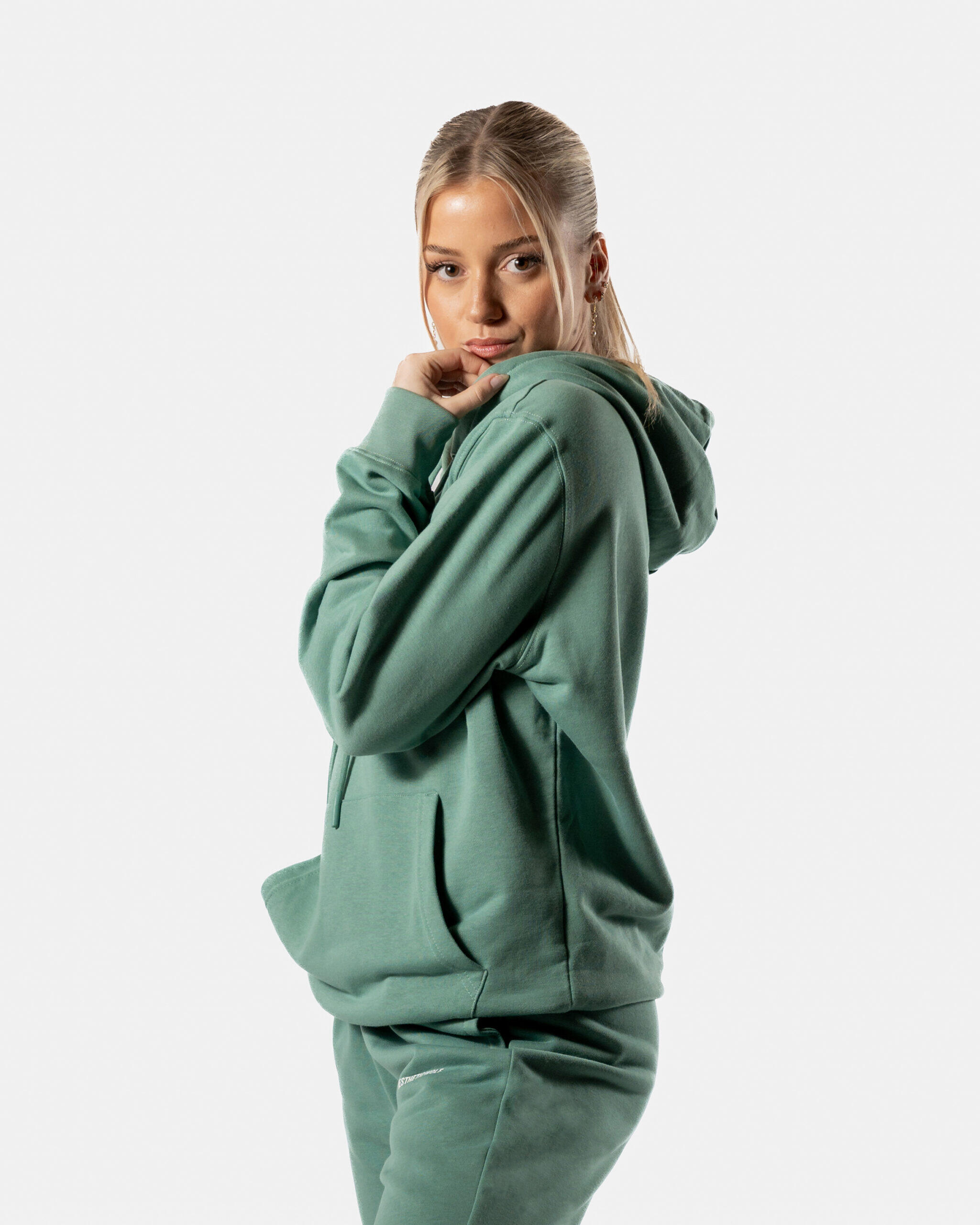 Cuptacc Dames Hoodie - Wafelstof Oversized Sweatshirt Met Capuchon, V-hals En Knoopsluiting, Legergroen