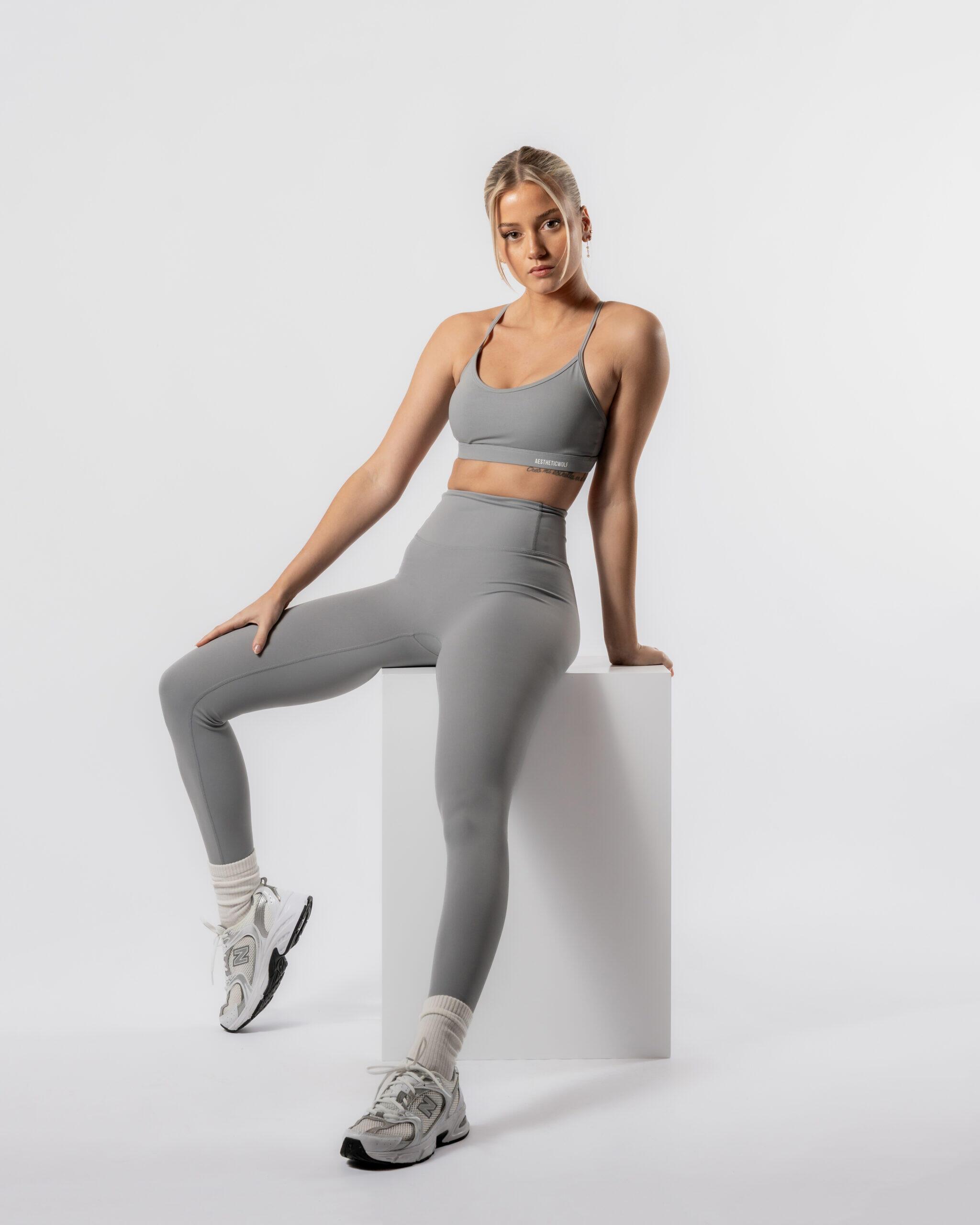 Dames LuxForm® legging met hoge taille voor fitness en pilates grijs 5/6