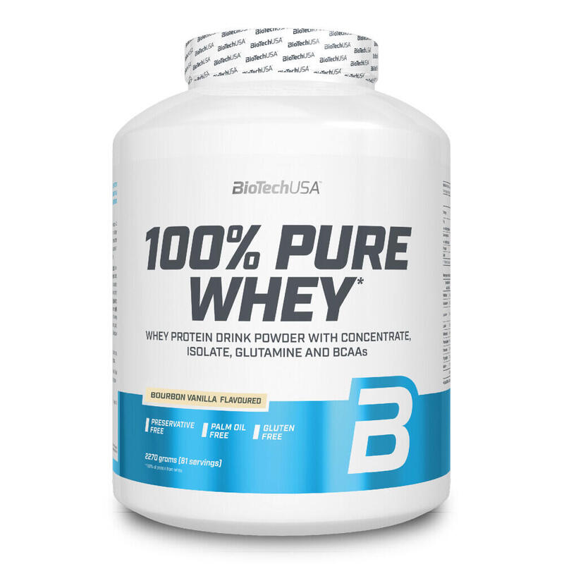 BioTech USA - 100% Pure Whey x 2,27Kg - Con BCAA añadido, glutamina y arginina -