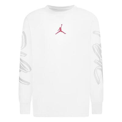 T-shirt ragazzo maniche lunghe jordan jumpman flight - bianco