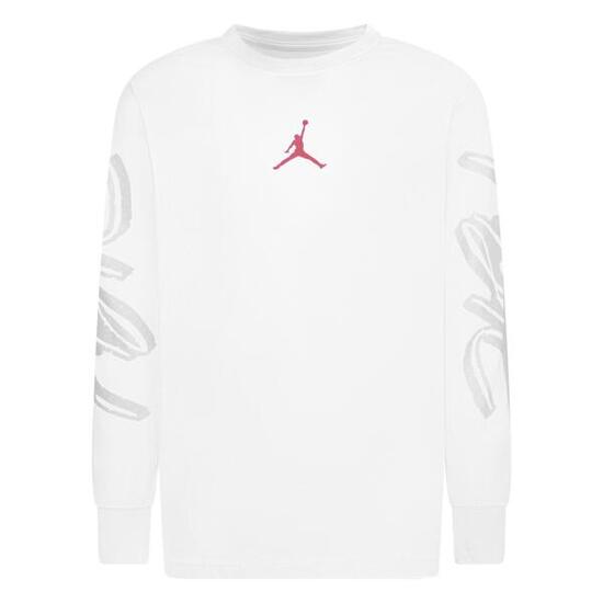 T-shirt ragazzo maniche lunghe jordan jumpman flight - bianco