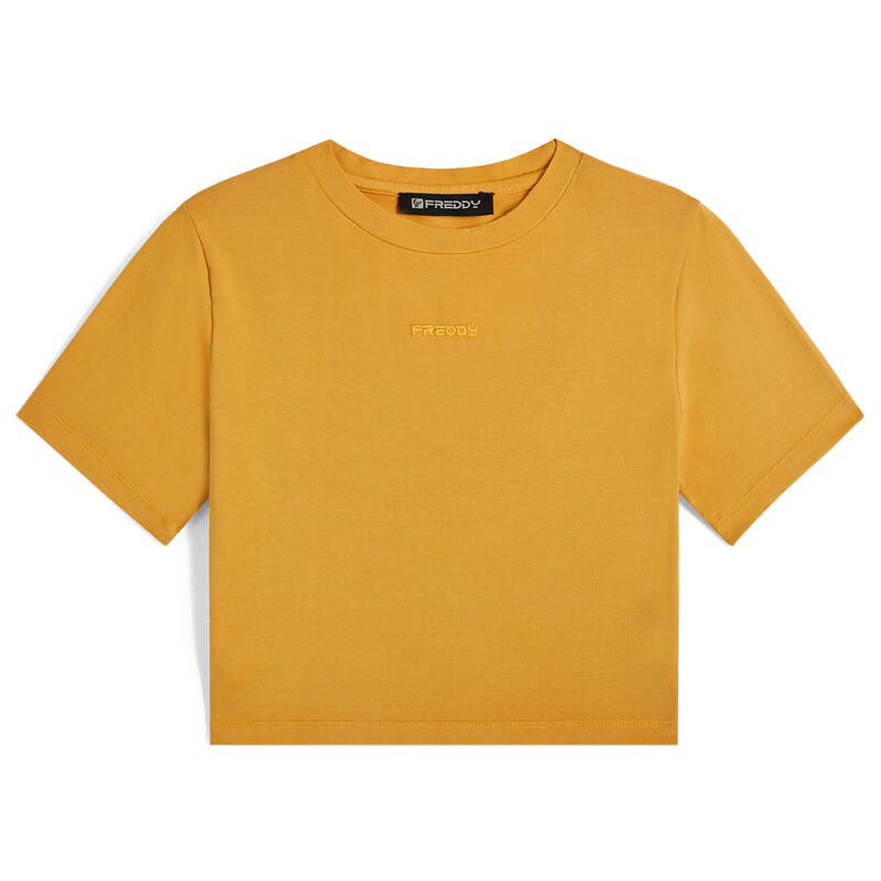 T-shirt court et ajusté en jersey teint en pièce