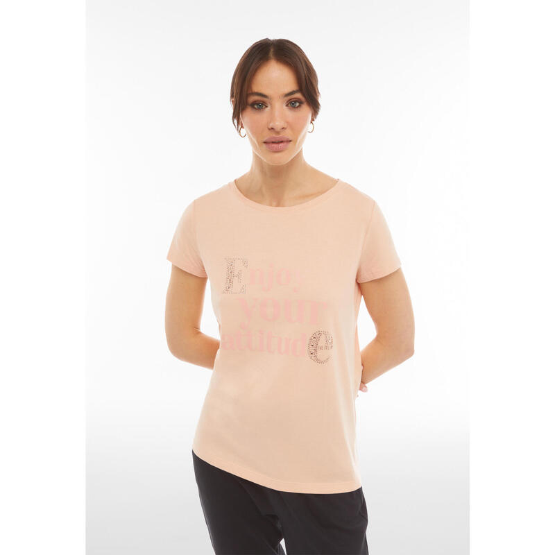 T-shirt pour femmes en jersey modal avec dessin brillant et paillettes