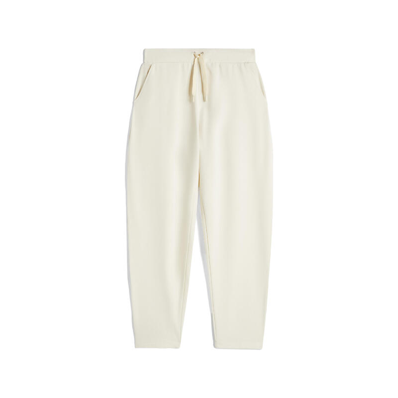 Pantalon coupe carotte en molleton de coton avec dessin sur le bas