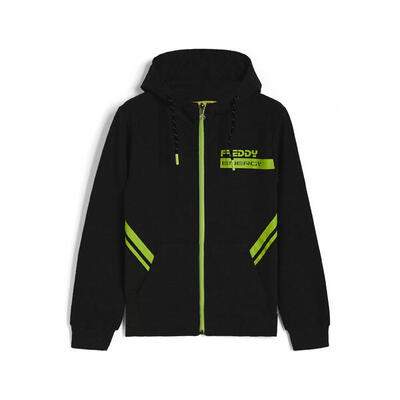 Felpa bambino con cappuccio e dettagli fluo