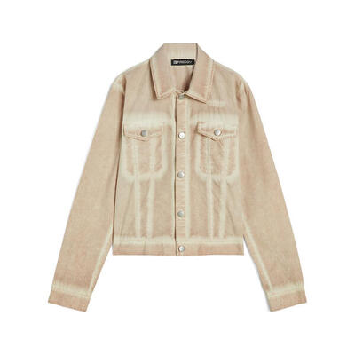 Giacca trucker da donna in tessuto popeline effetto vissuto