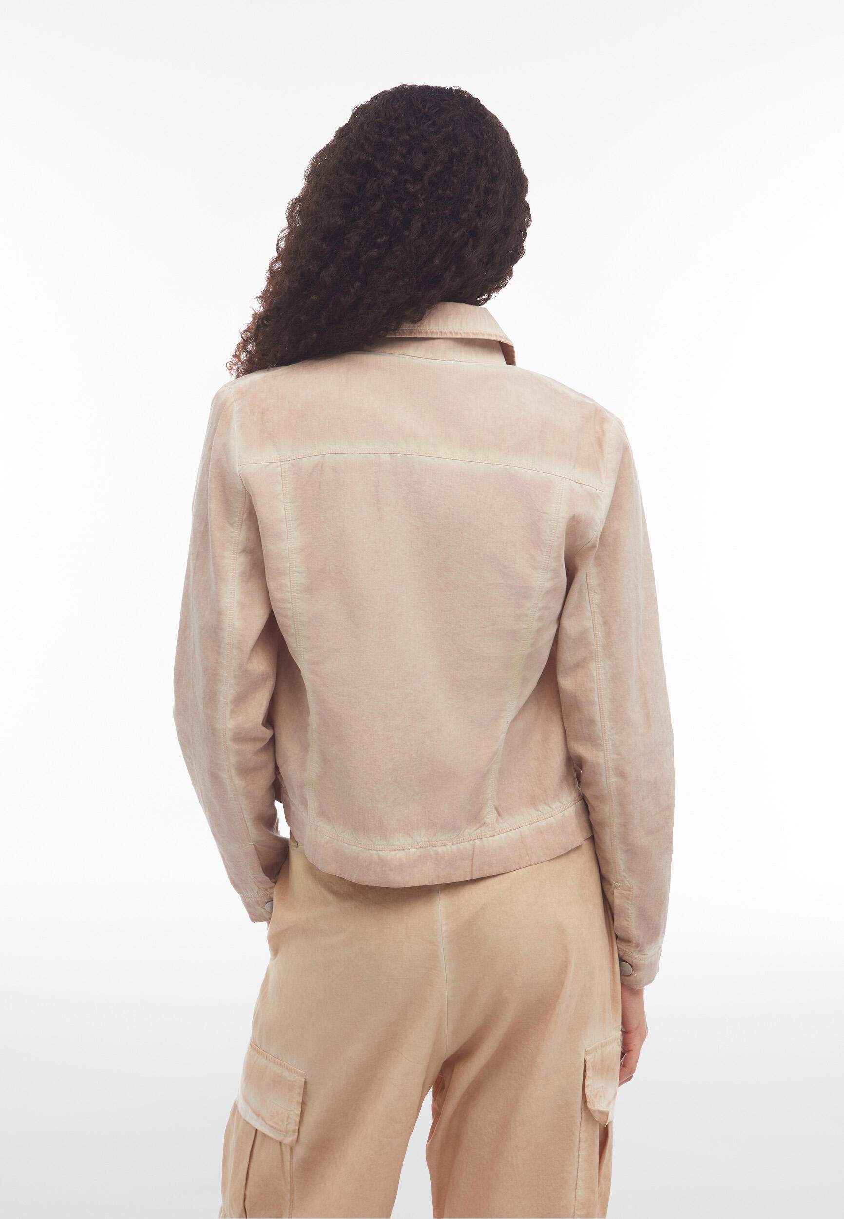 Giacca trucker da donna in tessuto popeline effetto vissuto 4/5