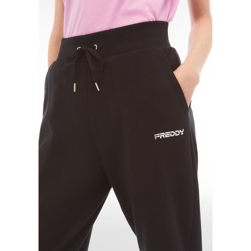 Pantalon de sport en coton interlock avec poches et coupe droite aux chevilles